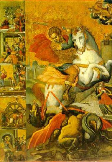 St George the dragonslayer with life scenes