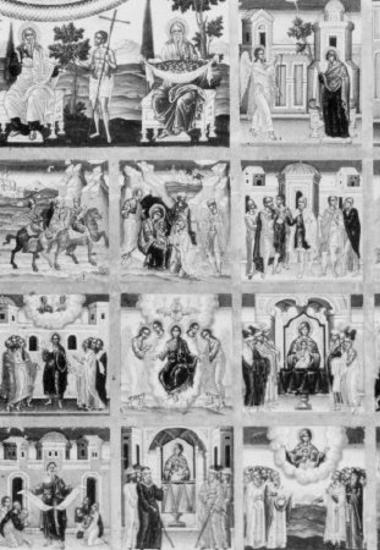 The Lamentation at the Tomb, the Evangelists, Crucifixion, Deposition from the Cross, Resurrection  (drawing on a cloth, detail)