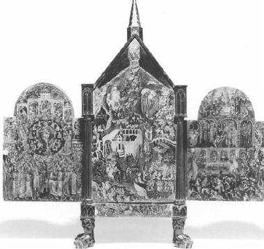 Joy be on Thee, view of Mount Sinai, Resurrection, Descent into Hell, Slaughter of the infants, external face, triptych