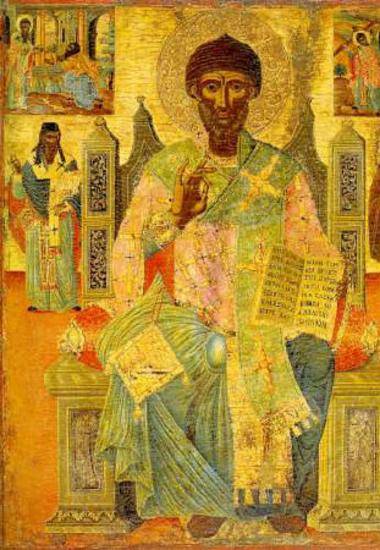 Sts Spyridon, Gerasimos and Dionysios with St Spyridon's miracles