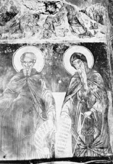 The Transfiguration, St Savvas the blessed and unidentified monk saint