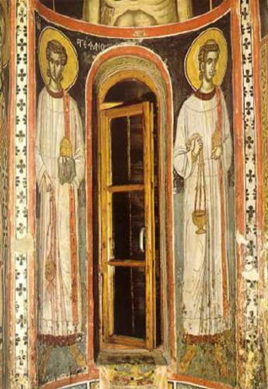 St Stefanos and an anonymous deacon (Prothesis)
