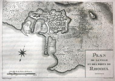 Plan de la ville et des ports de Rhodes