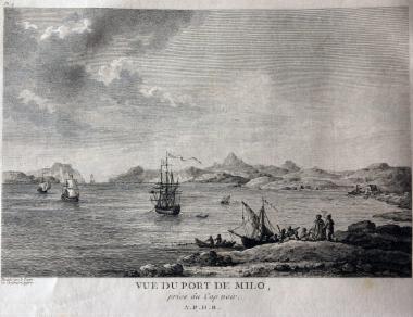 Vue du port de Milo prise du Cap noir