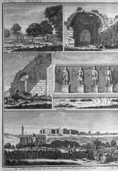 Rouine del Tempio di Diana. Ephesus. La lettre A marque le Chasteau et la lettre B l'Eglise de St. Jean