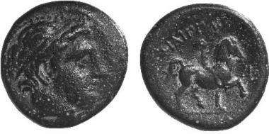 Bronze coin of the Macedonian kingdom, Ruler: Philip II
