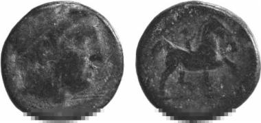 Bronze coin of the Macedonian kingdom, Ruler: Philip II