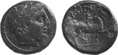 Bronze coin of the Macedonian kingdom, Ruler: Philip II
