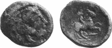 Bronze coin of the Macedonian kingdom, Ruler: Philip II