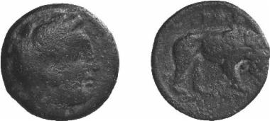 Bronze coin of the Macedonian kingdom, Ruler: Perdikkas III