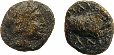Bronze coin of the Macedonian kingdom, Ruler: Pausanias