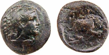 Bronze coin of the Macedonian kingdom, Ruler: Perdikkas III