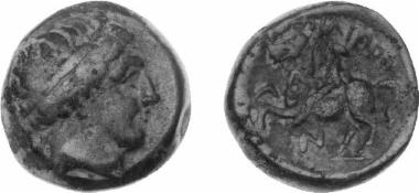 Bronze coin of the Macedonian kingdom, Ruler: Philip II
