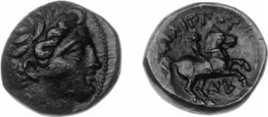 Bronze coin of the Macedonian kingdom, Ruler: Philip II