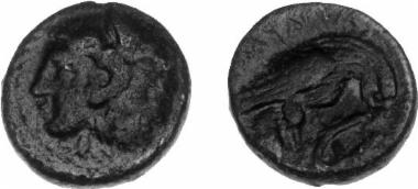 Bronze coin of the Macedonian kingdom, Ruler: Amyntas III