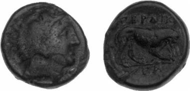 Bronze coin of the Macedonian kingdom, Ruler: Perdikkas III