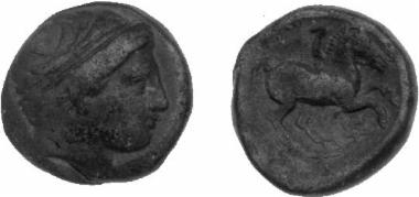 Bronze coin of the Macedonian kingdom, Ruler: Philip II