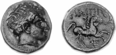 Bronze coin of the Macedonian kingdom, Ruler: Philip II
