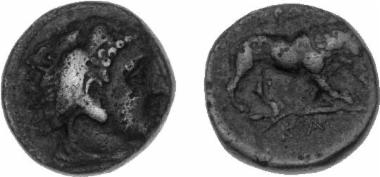 Bronze coin of the Macedonian kingdom, Ruler: Perdikkas III