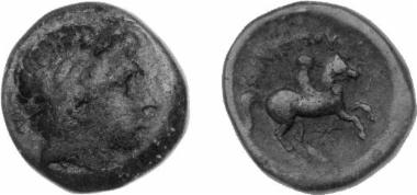 Bronze coin of the Macedonian kingdom, Ruler: Philip II