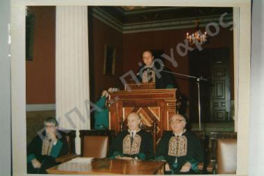 Τελετή 1: Αναγόρευση σε επίτιμο διδάκτορα της Βιολογίας των κ.κ. Bruno Battaglia, Peter Karson, Jurgen Overbert, Keith Porter. Τελετή 2: Αναγόρευση του κ. Αχ. Παπαπέτρου