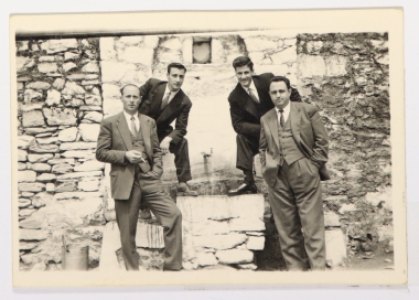 In front of the traditional stone fountain, Rachoni, 17.04.1960