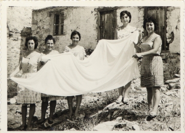 Young girls showing the bride's drowry, (Proika), Prinos, 1964