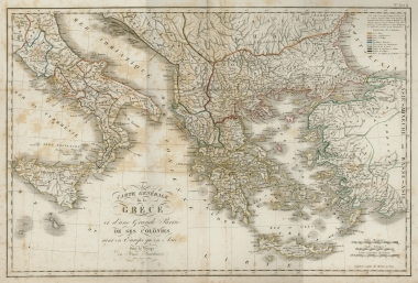 Χάρτης της Ελλάδας με τις ελληνικές αποικίες της Κάτω Ιταλίας και της Μικράς Ασίας.