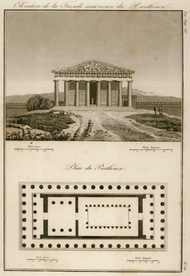 Άποψη και κάτοψη του Παρθενώνα.