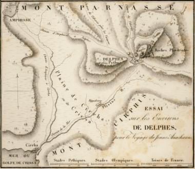 Χάρτης της κοιλάδας των Δελφών.