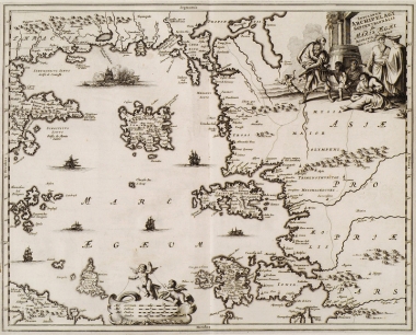 Χάρτης των νησιών του Βορειοανατολικού Αιγαίου και της Μικράς Ασίας.