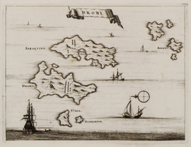 Χάρτης των νησίδων Πλατύ και Σαρακηνό νοτιοδυτικά της Σκύρου.