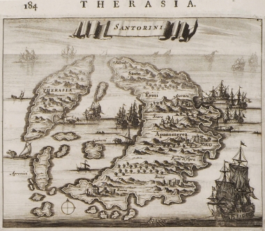 Χάρτης της Σαντορίνης και της Θηρασιάς.