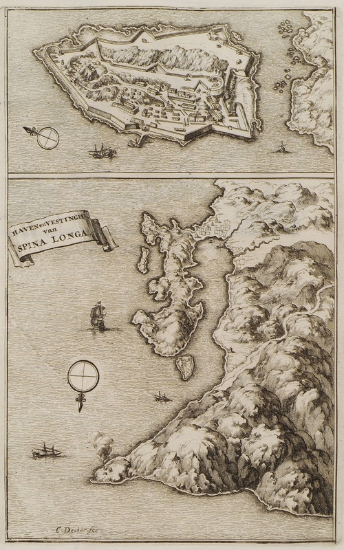 Χάρτης της Σπιναλόνγκα και χάρτης του κόλπου της Σπιναλόνγκα.