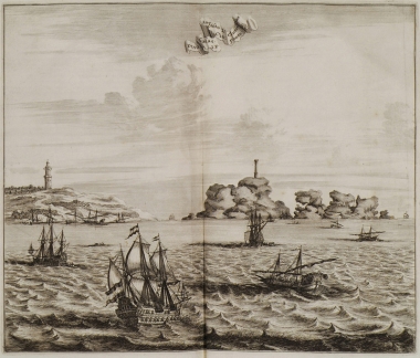 Η τοποθεσία Συμπληγάδες πέτρες στην έξοδο του Βοσπόρου προς τον Εύξεινο Πόντο, όπου υψωνόταν ο κίονας του Πομπήιου.