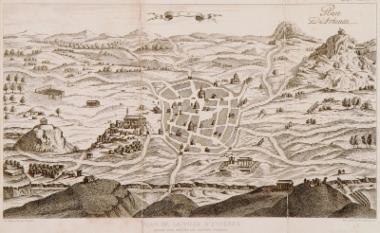 Ο χάρτης της Αθήνας που σχεδίασαν οι Γάλλοι καπουτσίνοι μοναχοί γύρω στο 1670.