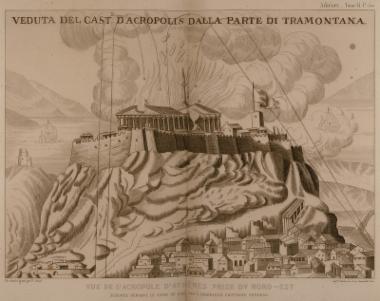 Άποψη της Ακρόπολης τη στιγμή της ανατίναξης του 1687.