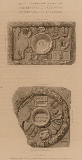 Αρχαιότητες από την περιοχή των Αμυκλών στη Λακωνία οι οποίες μεταφέρθηκαν από τον κόμη του Άμπερντιν.