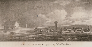 Ταχυδρομικές άμαξες στη Βλαχία, ιστορική γεωγραφική περιοχή στα νότια της Ρουμανίας.