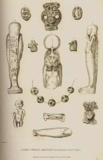 Σφραγιδόλιθοι, φυλαχτά και άλλα μικροαντικείμενα από τη Σακκάρα (Saqqara), νεκρόπολη της Αιγύπτου.