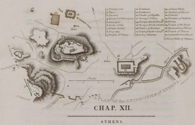 Χάρτης των μνημείων της αρχαίας Αθήνας.