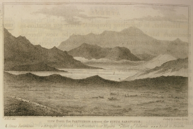 Ο Σαρωνικός κόλπος από τον Παρθενώνα. Διακρίνεται ο Ακροκόρινθος και η Σαλαμίνα.