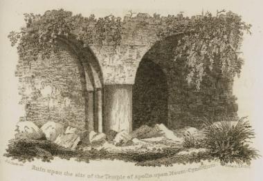 Ερείπια στον χώρο του ναού του Απόλλωνα Μελεάτα στο όρος Κυνόρτιο.