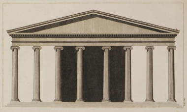 Απεικόνιση της πρόσοψης του ναού του Διονύσου στην Τέω (Μικρά Ασία).