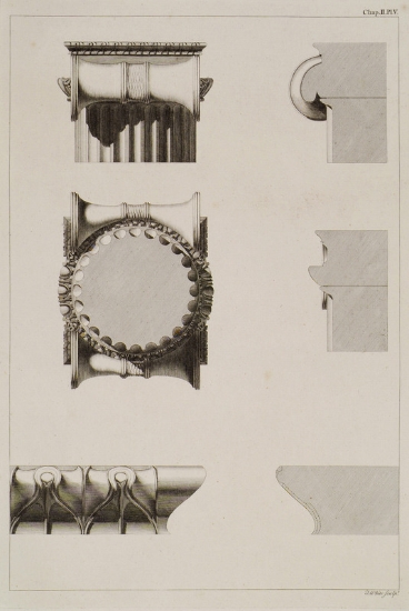 Τομές, άνοψη και απεικονίσεις κιονοκράνου από τον ναό της Αθηνάς Πολιάδος στην Πριήνη (Μικρά Ασία).