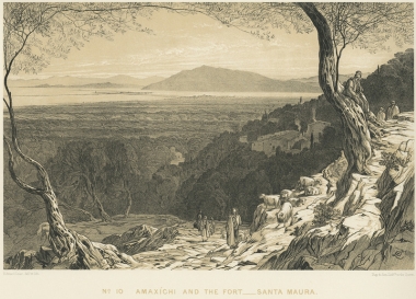 Η πόλη της Λευκάδας (Αμαξική) με το κάστρο της Αγίας Μαύρας στο βάθος.
