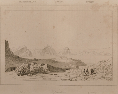 Η Πύλος (Νιόκαστρο), ο όρμος του Ναυαρίνου και στο βάθος η Σφακτηρία.