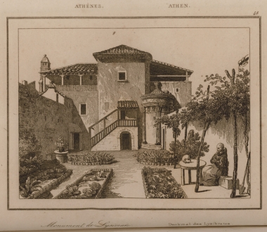 Το Xορηγικό Mνημείο του Λυσικράτους στο προαύλιο της μονής των Καπουτσίνων στην Αθήνα.