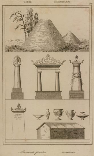 Αρχαία ελληνικά ταφικά μνημεία και αναθήματα.