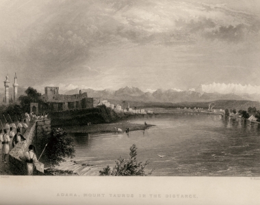Τα Άδανα της Κιλικίας στη Μικρά Ασία. Στο βάθος διακρίνεται το όρος Ταύρος. Απεικονίζονται στρατιώτες του Ιμπραήμ Πασά.